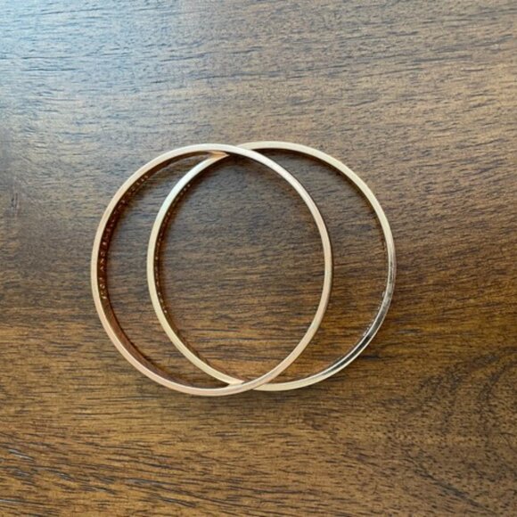 Kate Spade Rose Gold Stacking Bangles - Pair of 2 - Picture 2 of 4